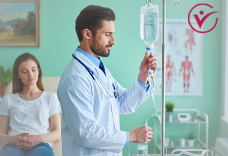 Врач делает капельницу 